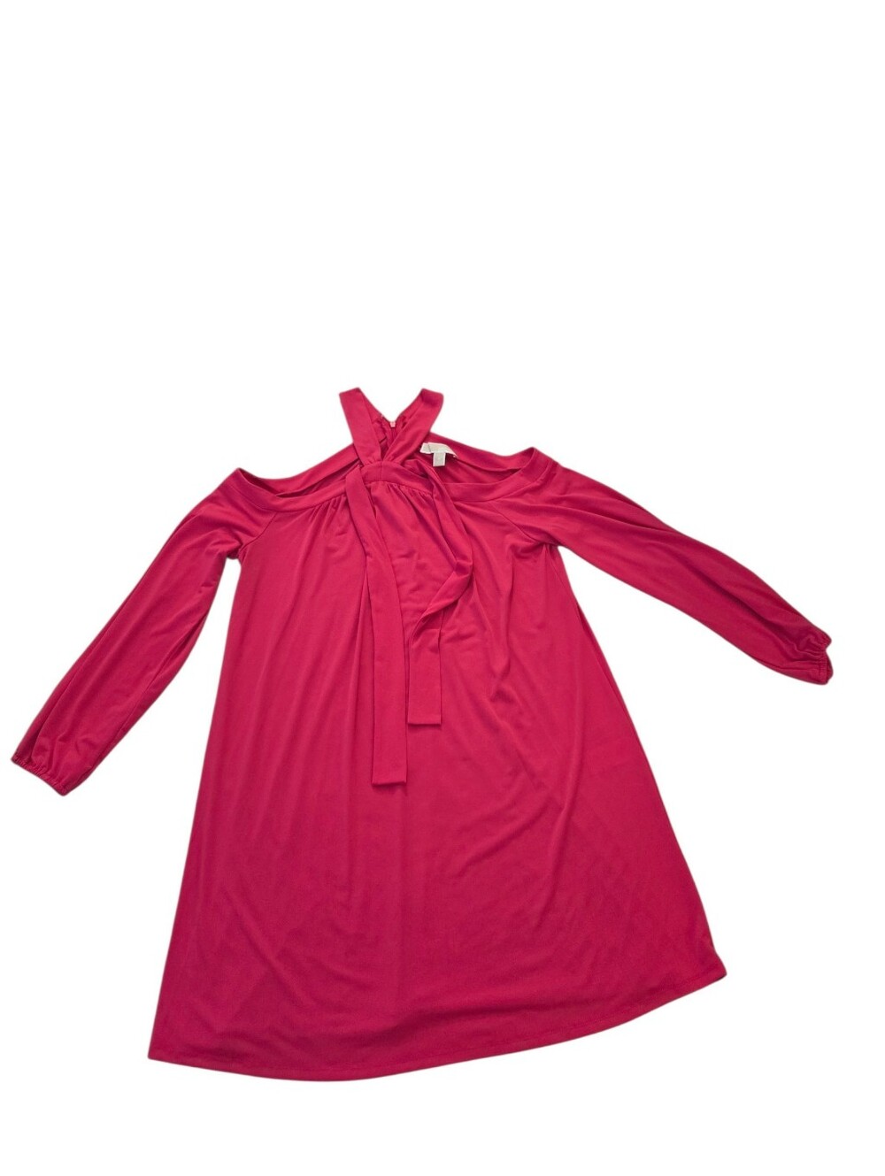 Michael Kors bright pink cold shoulder long sleeve dress, M. EUC.